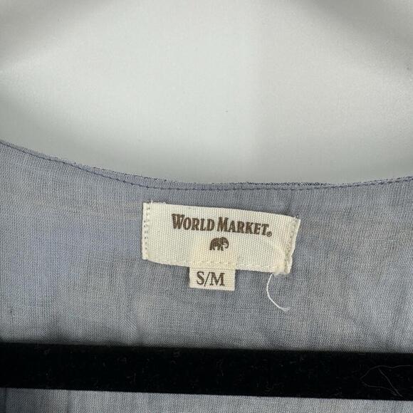 World Market top small medium gray embroidered tunic oversize boho lagen look - Picture 4 of 6